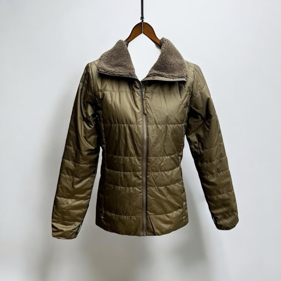 🌻Columbia Olive Green Omnitech Puffer Jacket w Sherpa Collar Size XS - Picture 1 of 10